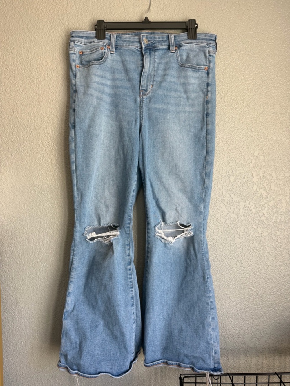 American Eagle Outfitters Light Blue Distressed Flare Jeans
